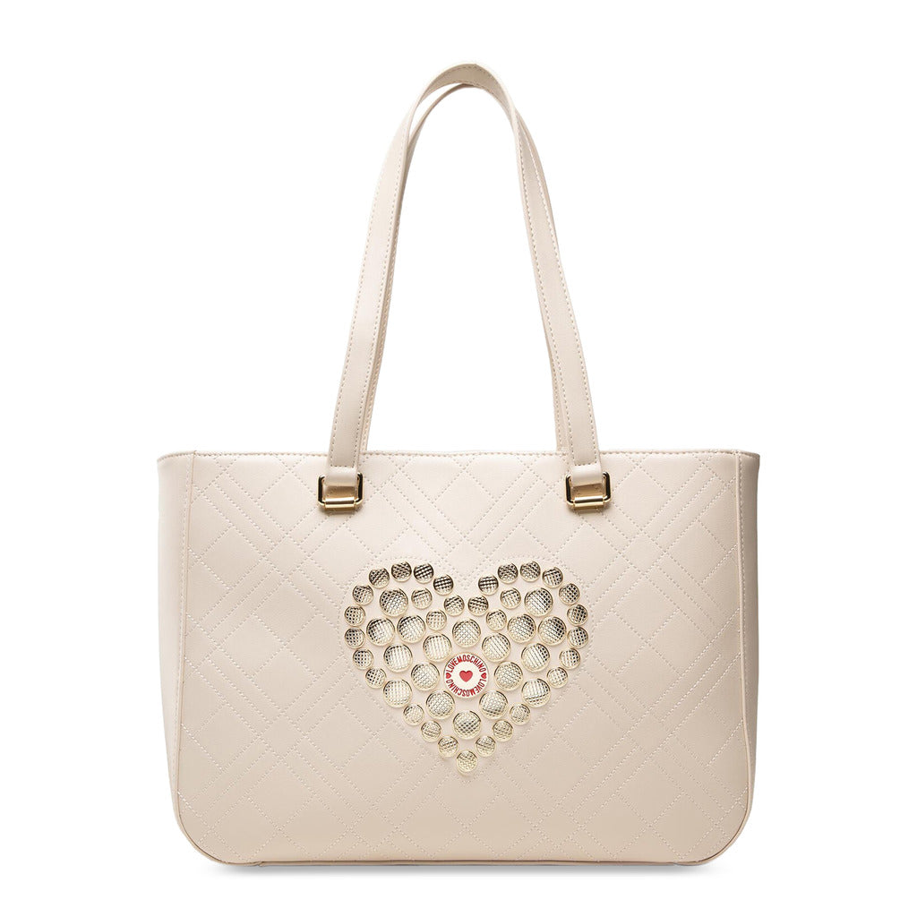 Love Moschino Buttons Heart Ivory Women's Tote Bag JC4071PP1ELP0110
