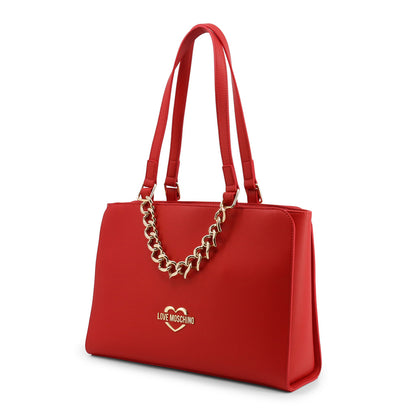 Love Moschino Chain Heart Red Women's Shopping Bag JC4199PP1ELK0500