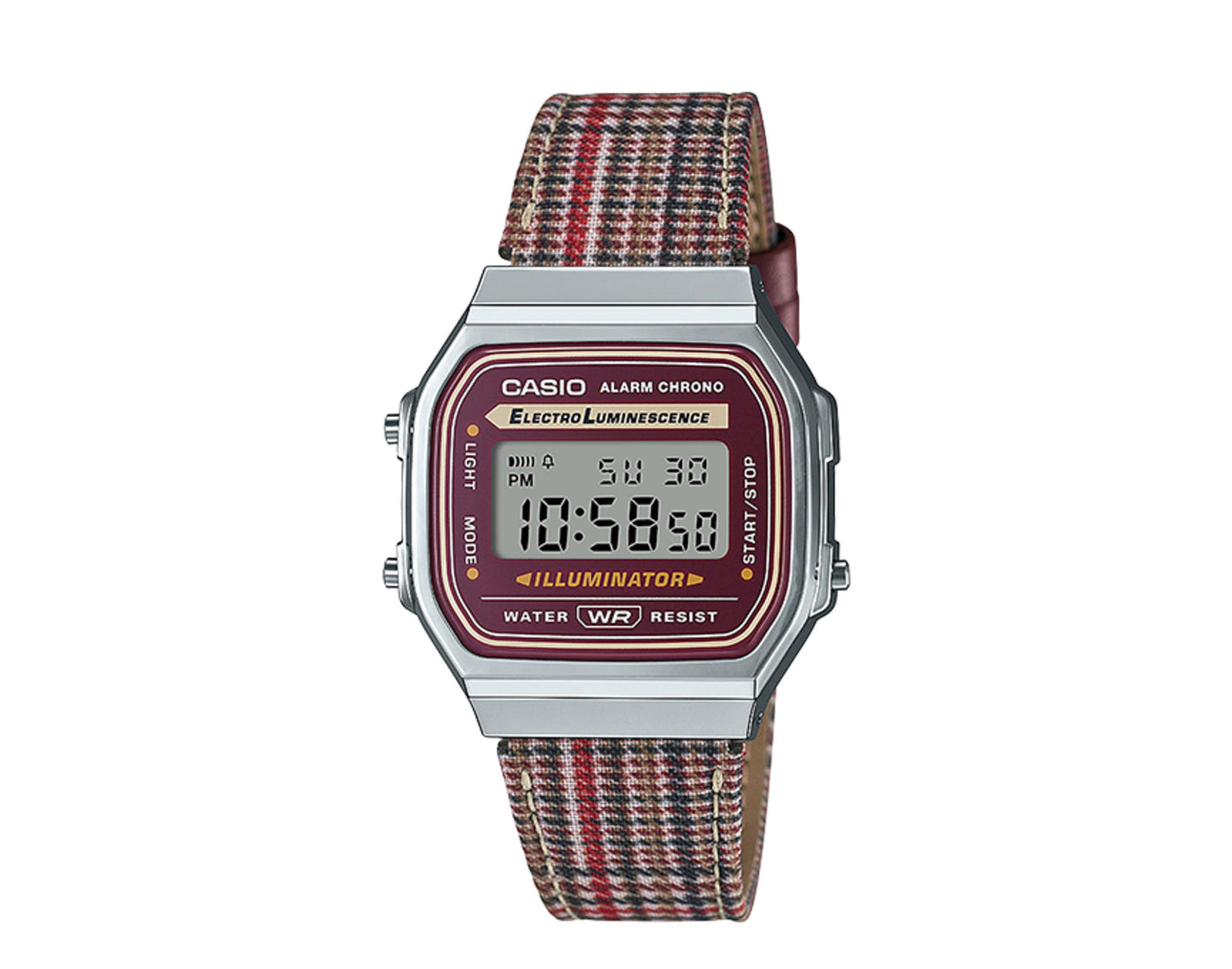 Casio Vintage A168WEFL Digital Stainless Steel-Leather Band Watch A168WEFL-5AVT