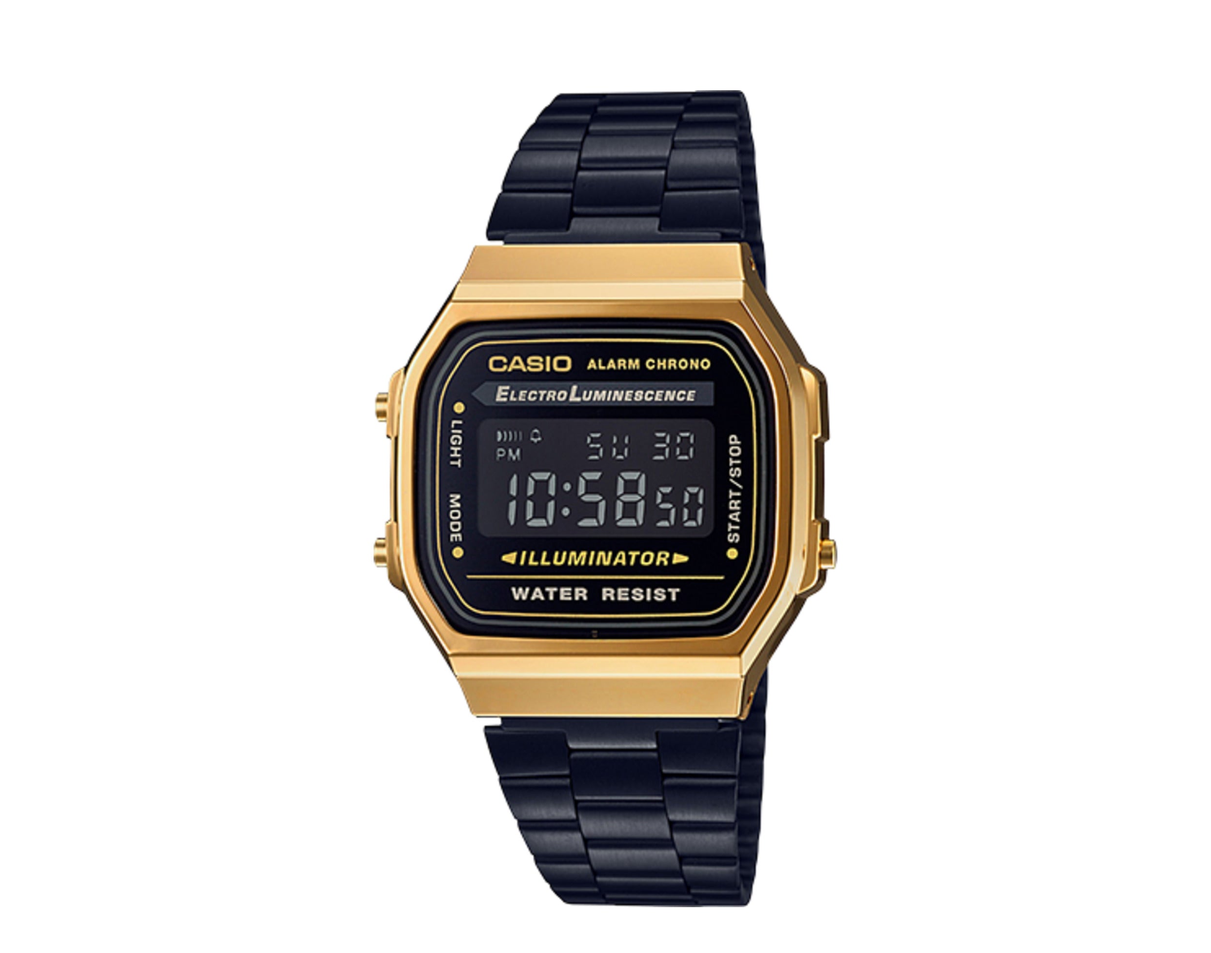 Casio Vintage A168WEGB Digital Metal Gold/Black Watch A168WEGB-1B – Becauze