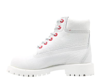 Timberland 6-Inch Premium Waterproof White Exotic Youth Little Kids Boots A1PIT