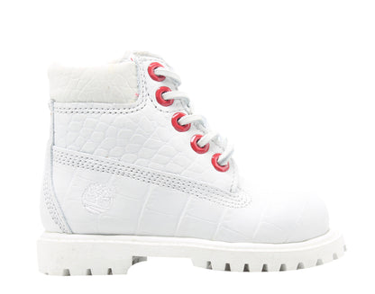 Timberland 6-Inch Premium Waterproof White Exotic Toddler Kids Boots A1PKT