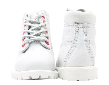 Timberland 6-Inch Premium Waterproof White Exotic Toddler Kids Boots A1PKT