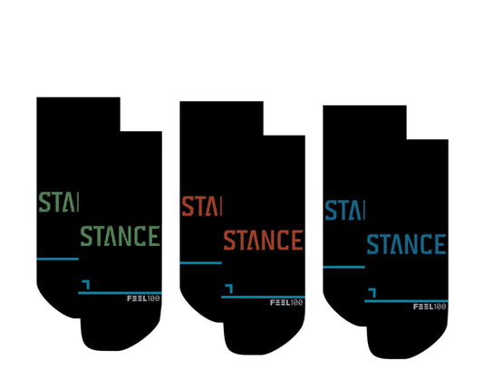 Stance Feel 100 - Prime Tab 3 Pack Volt-Multi/Black Ankle Socks A256A20ATH-VLT