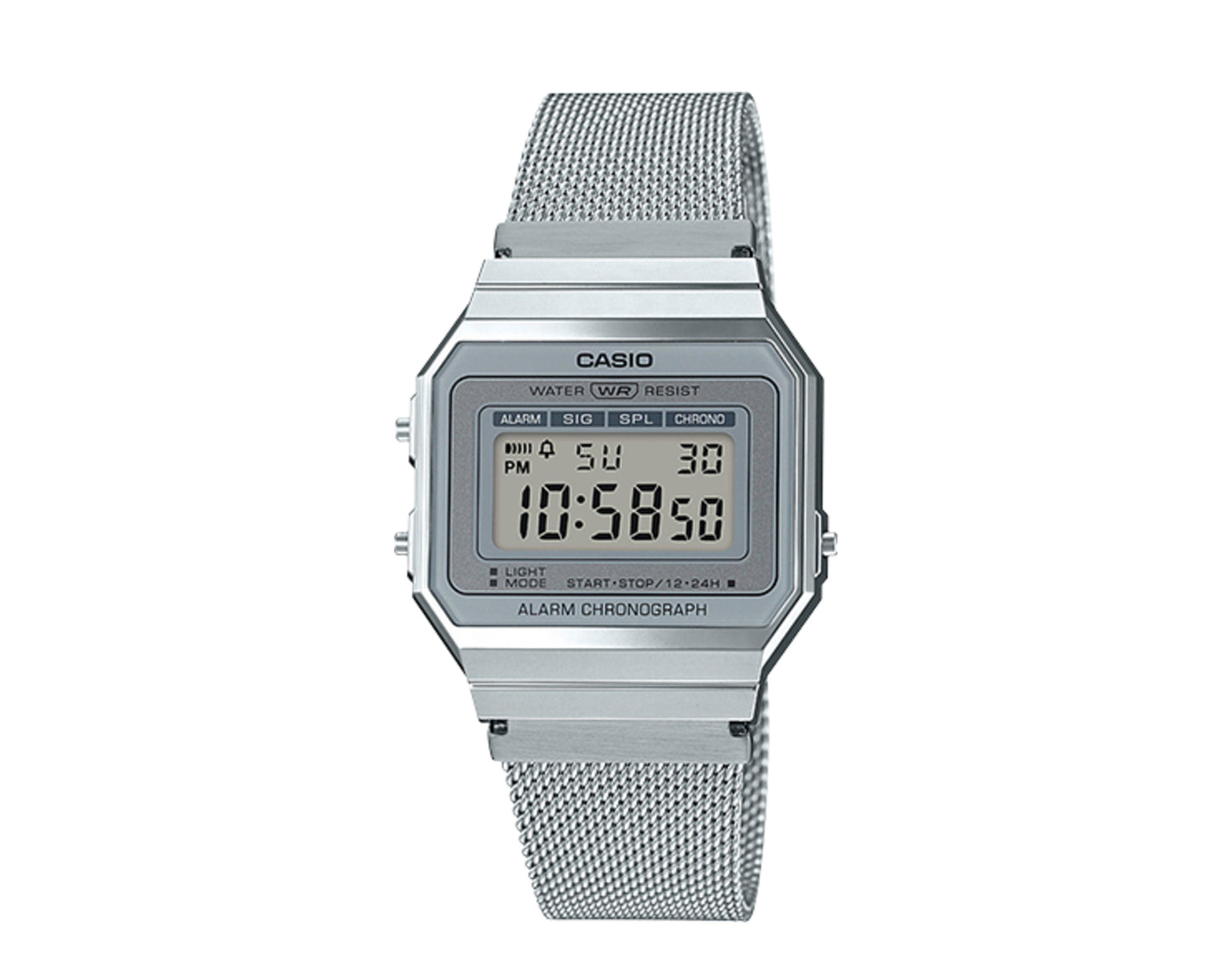 Casio Vintage A700WM Digital Stainless Steel Mesh Silver Watch A700WM-7AVT
