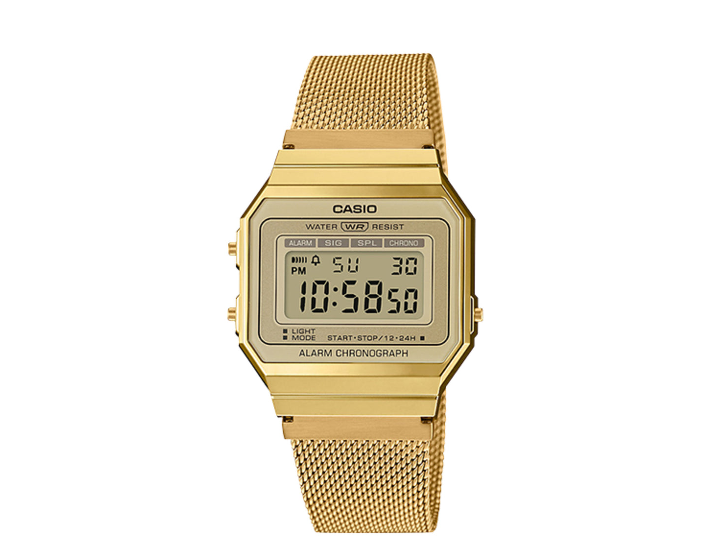 Casio Vintage A700WMG Digital Stainless Steel Mesh Gold Watch A700WMG-9AVT