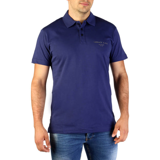 Versace Jeans Logo Short Sleeve Polo Men's Blue Shirt B3GTB7P7-36610