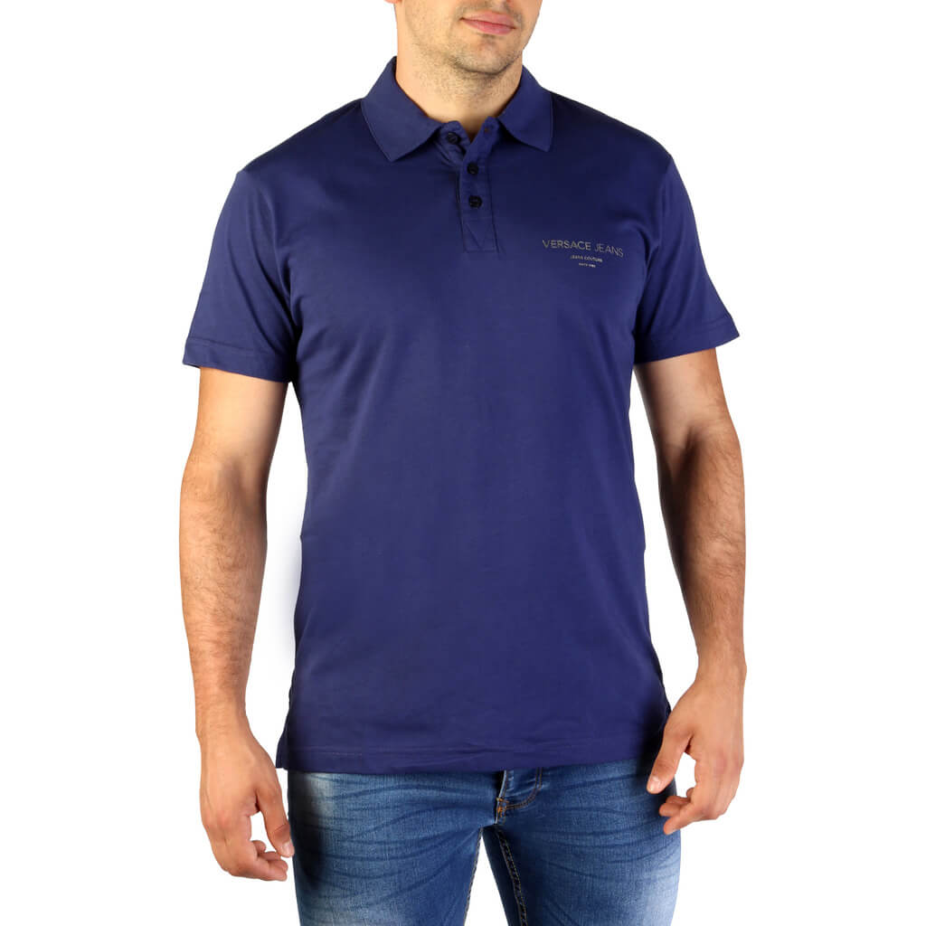 Versace Jeans Logo Short Sleeve Polo Men's Blue Shirt B3GTB7P7-36610