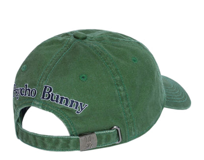 Psycho Bunny Sunbleached Vineyard Green Men's Cap Dad Hat B6A815J1HT-VIN