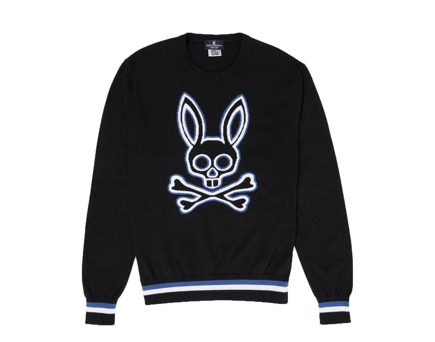 Psycho Bunny Furley Black/Royal Blue Men's Sweater B6E581H1CO-BLK