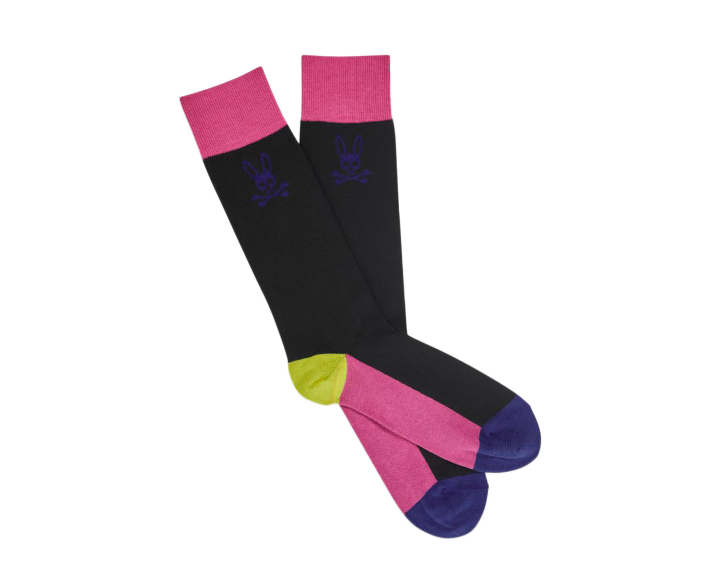 Psycho Bunny Color Block Black/Pink/Purple/Yellow Men's Socks B6F207L1PB-BLK