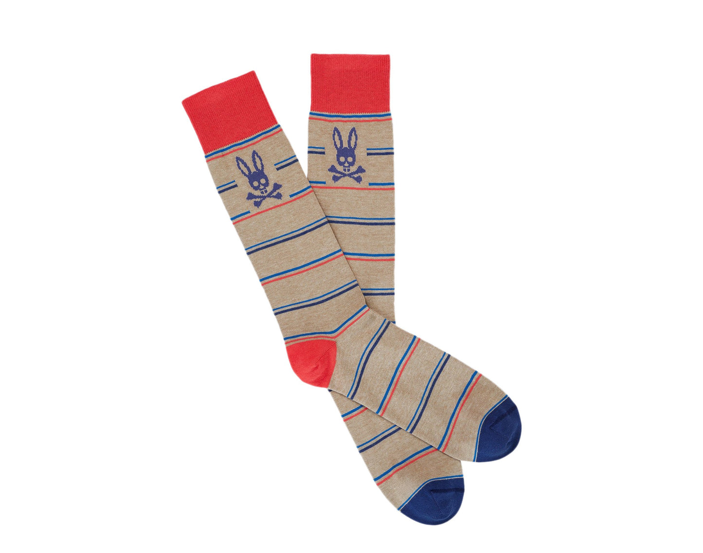 Psycho Bunny Mini Stripe Heather Oatmeal Men's Socks B6F411E1PB-HOA