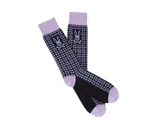 Psycho Bunny Art Deco Campanula Black/Purple Men's Socks B6F412E1PB-BLK