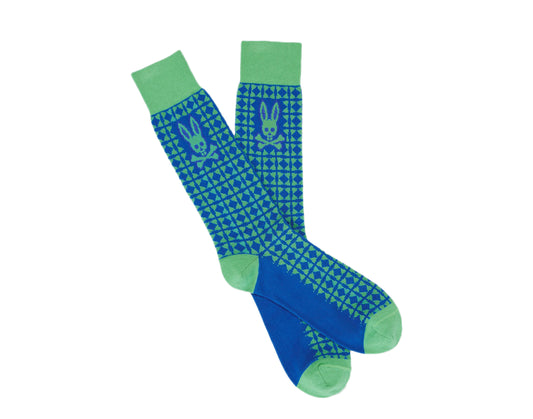 Psycho Bunny Art Deco Campanula Blue/Green Men's Socks B6F412E1PB-CMP