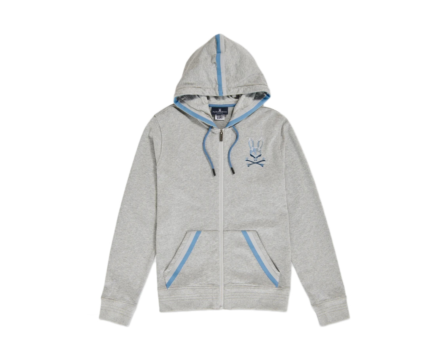 Psycho Bunny Priory Zip-Up Heather Grey/Blue Men's Hoodie B6H954L1FT-HGY