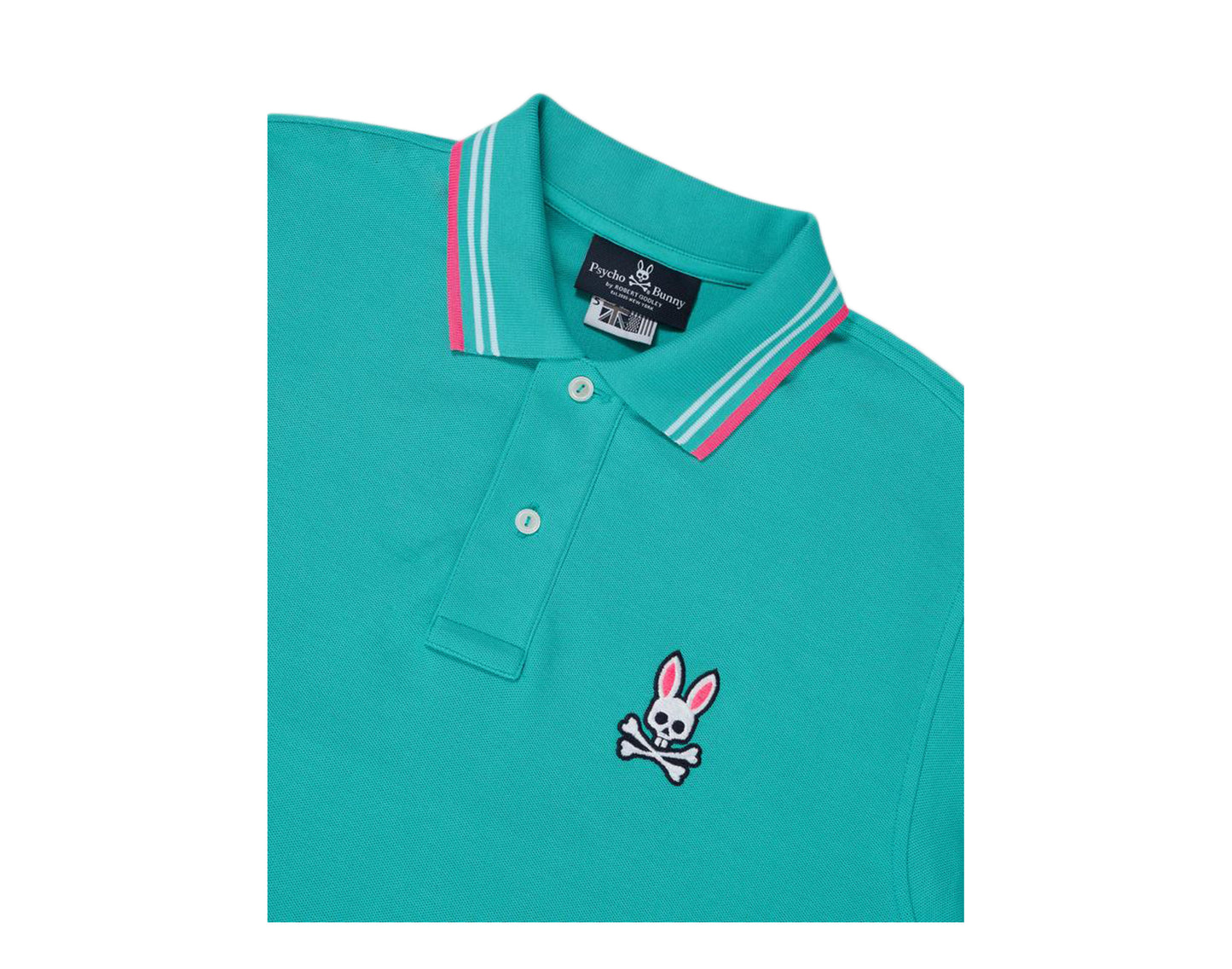 Psycho Bunny Chalton Polo Ceramic Teal/Pink Men's Shirt B6K708J1PC-CER