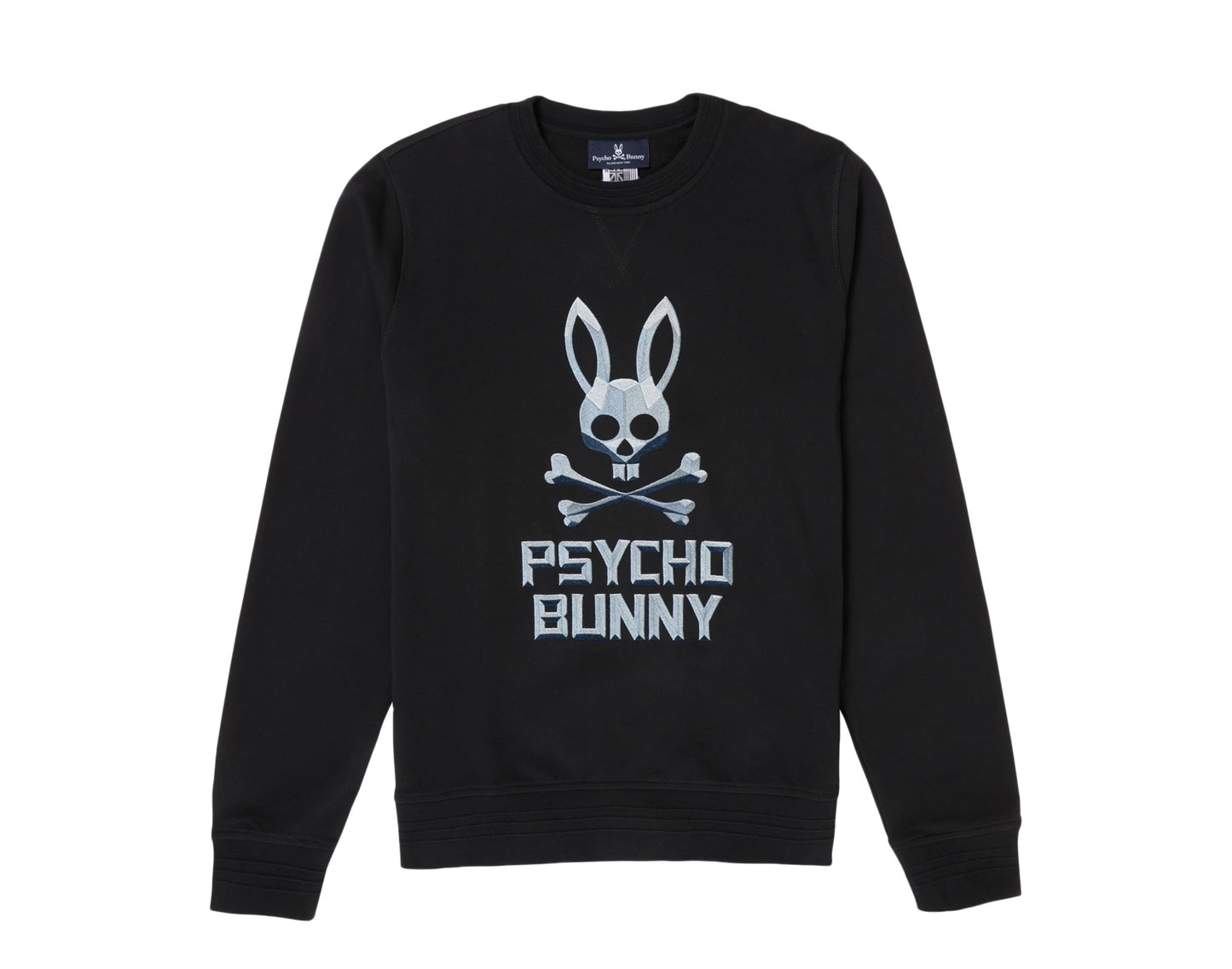Psycho Bunny Maybird Crewneck Black/Grey-Blue Men's Sweatshirt B6S965L1FT-BLK