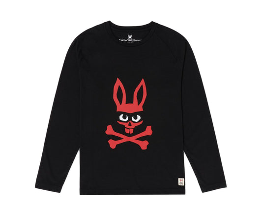 Psycho Bunny Mischief Bunny Long Sleeve Graphic Black Men's Tee Shirt B6T530G1PC-BLK