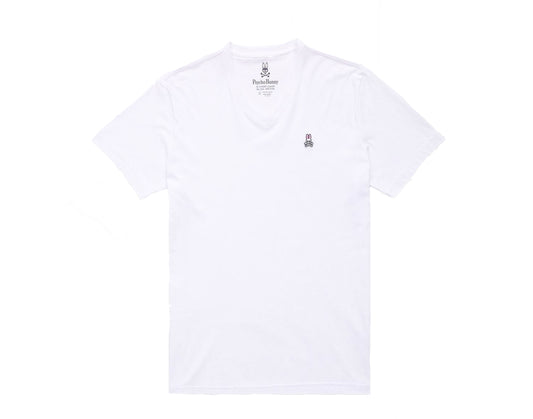 Psycho Bunny Classic V-Neck White Men's Tee Shirt B6U100ARPC-WHT