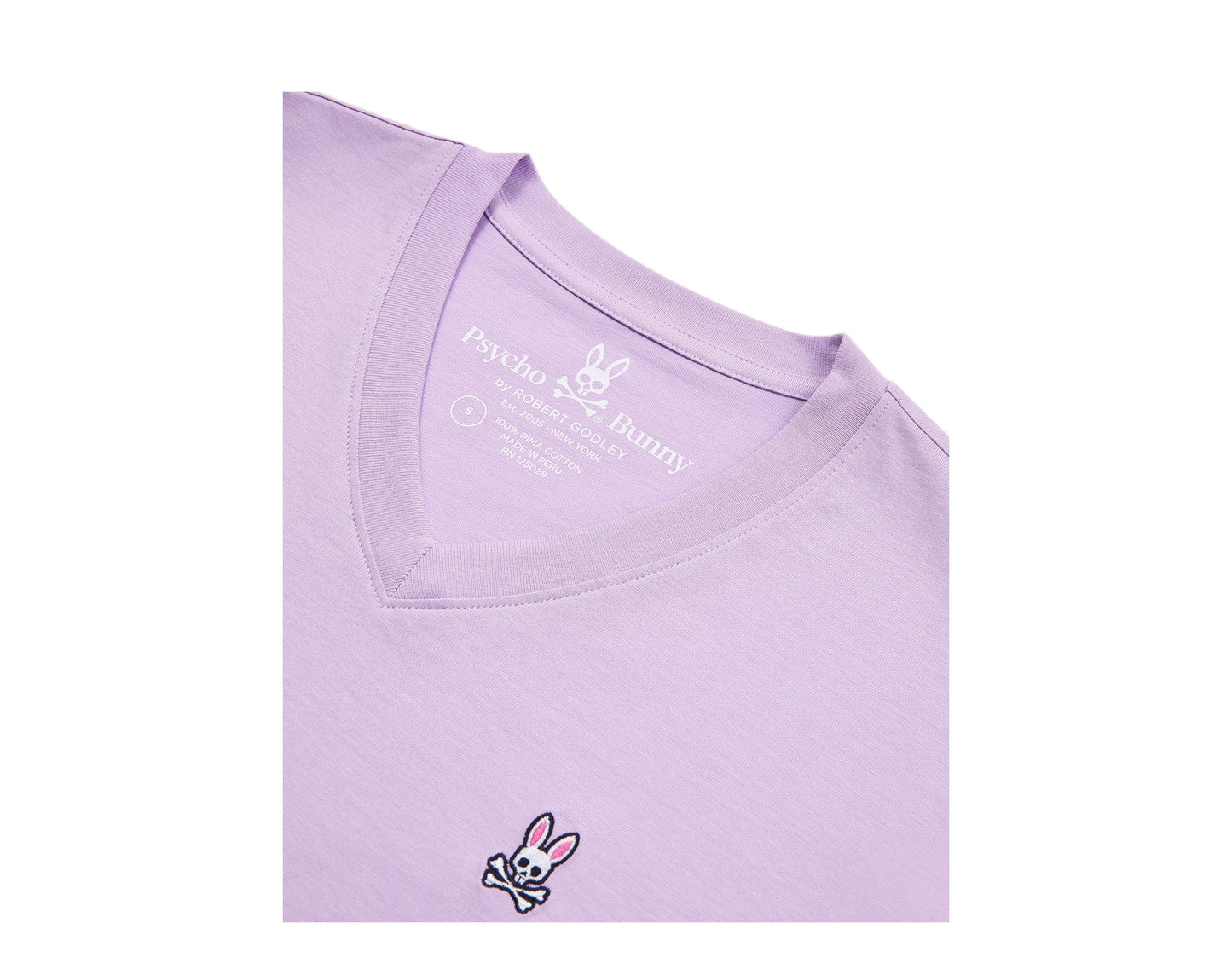Psycho Bunny Classic V-Neck Aster Purple Men's Tee Shirt B6U100E1PC-ASE