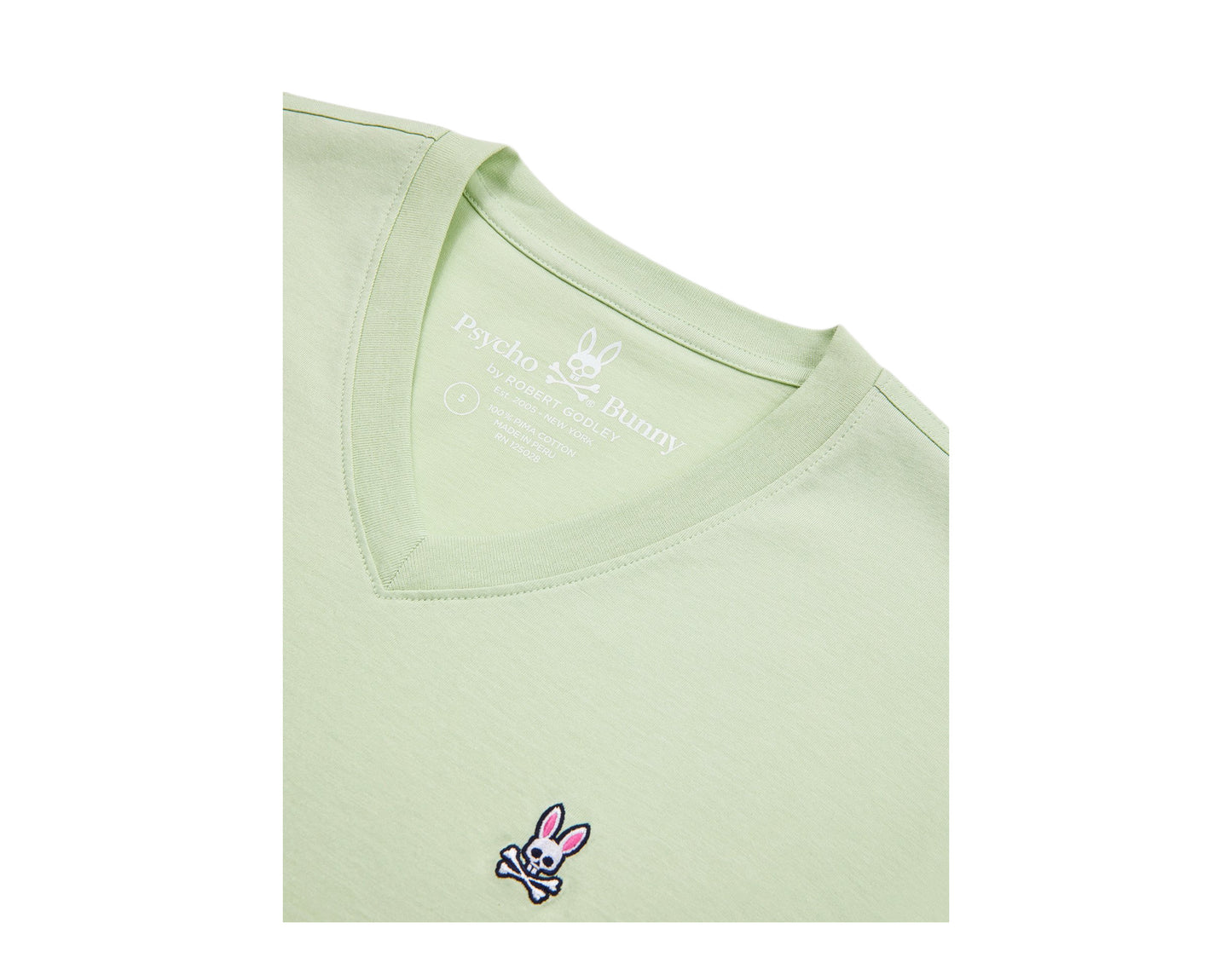 Psycho Bunny Classic V-Neck Celery Green Men's Tee Shirt B6U100E1PC-CEY