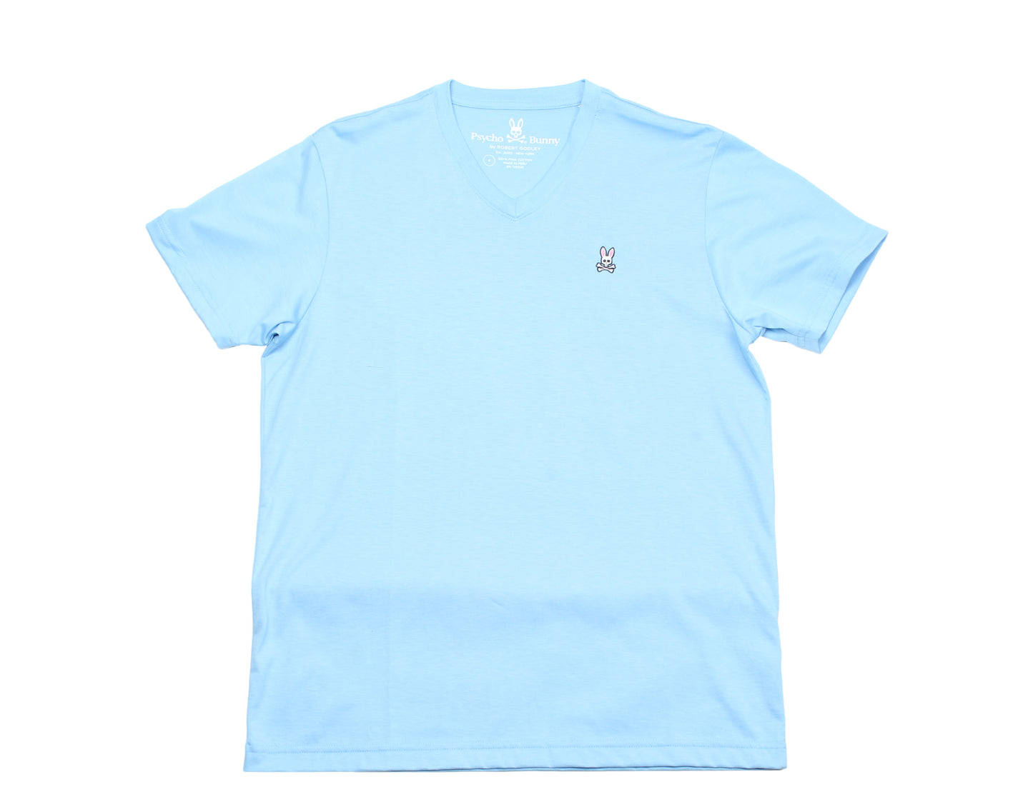 Psycho Bunny Classic V-Neck Celeste Blue Men's Tee Shirt B6U100G1PC-ELE
