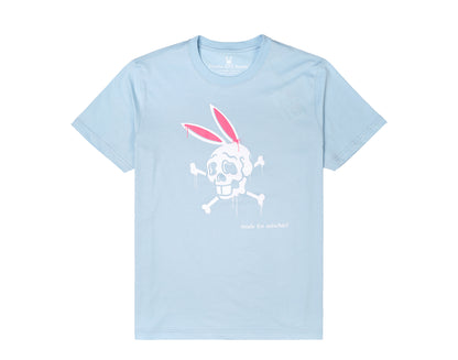 Psycho Bunny Gorton Skull Graphic Cool Blue Men's Tee Shirt B6U368F1PC-COE