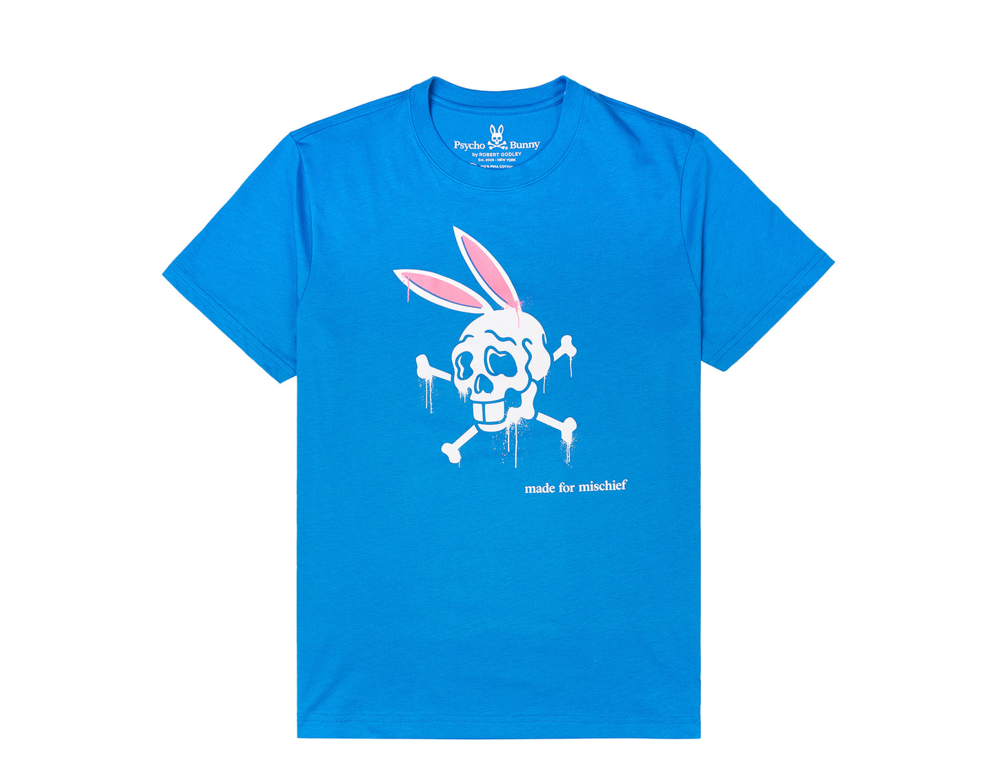 Psycho Bunny Gorton Skull Graphic Seaport Blue Men's Tee Shirt B6U368F1PC-SPR