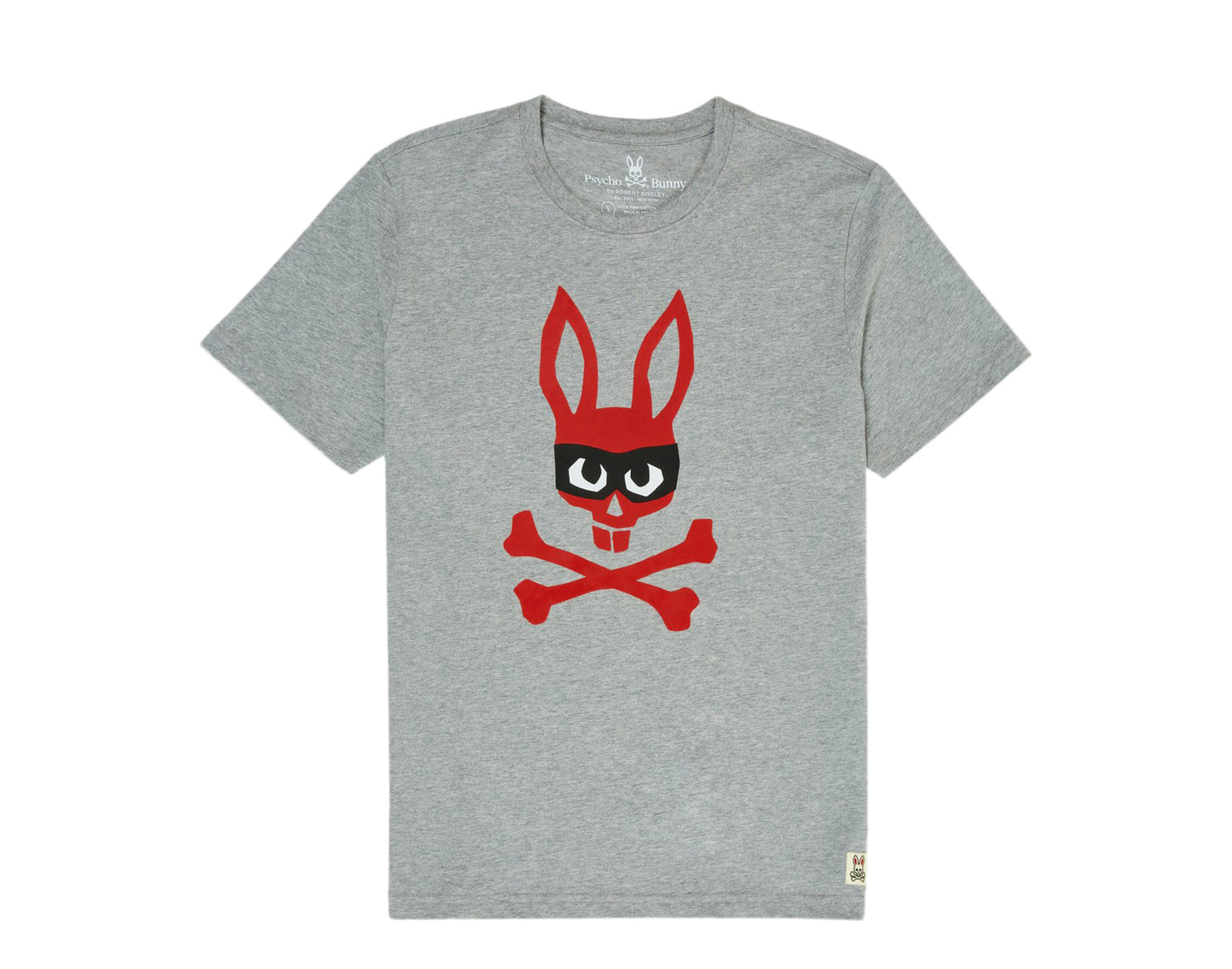 Psycho Bunny Mischief Zorro Bunny Graphic Heather Grey Men's Tee Shirt B6U526G1PC-HGY