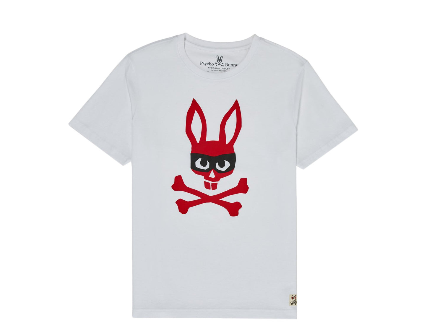 Psycho Bunny Mischief Zorro Bunny Graphic White Men's Tee Shirt B6U526G1PC-WHT