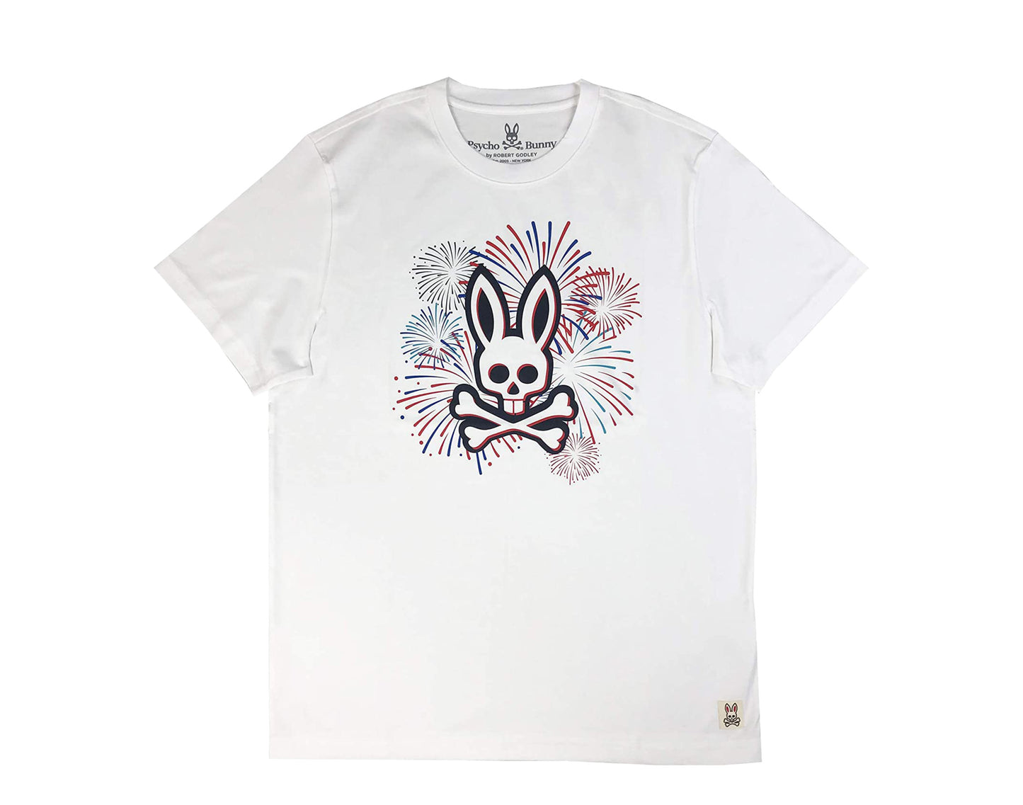 Psycho Bunny Festival Graphic White/Multi-Color Men's Tee Shirt B6U641H1PC-WHT