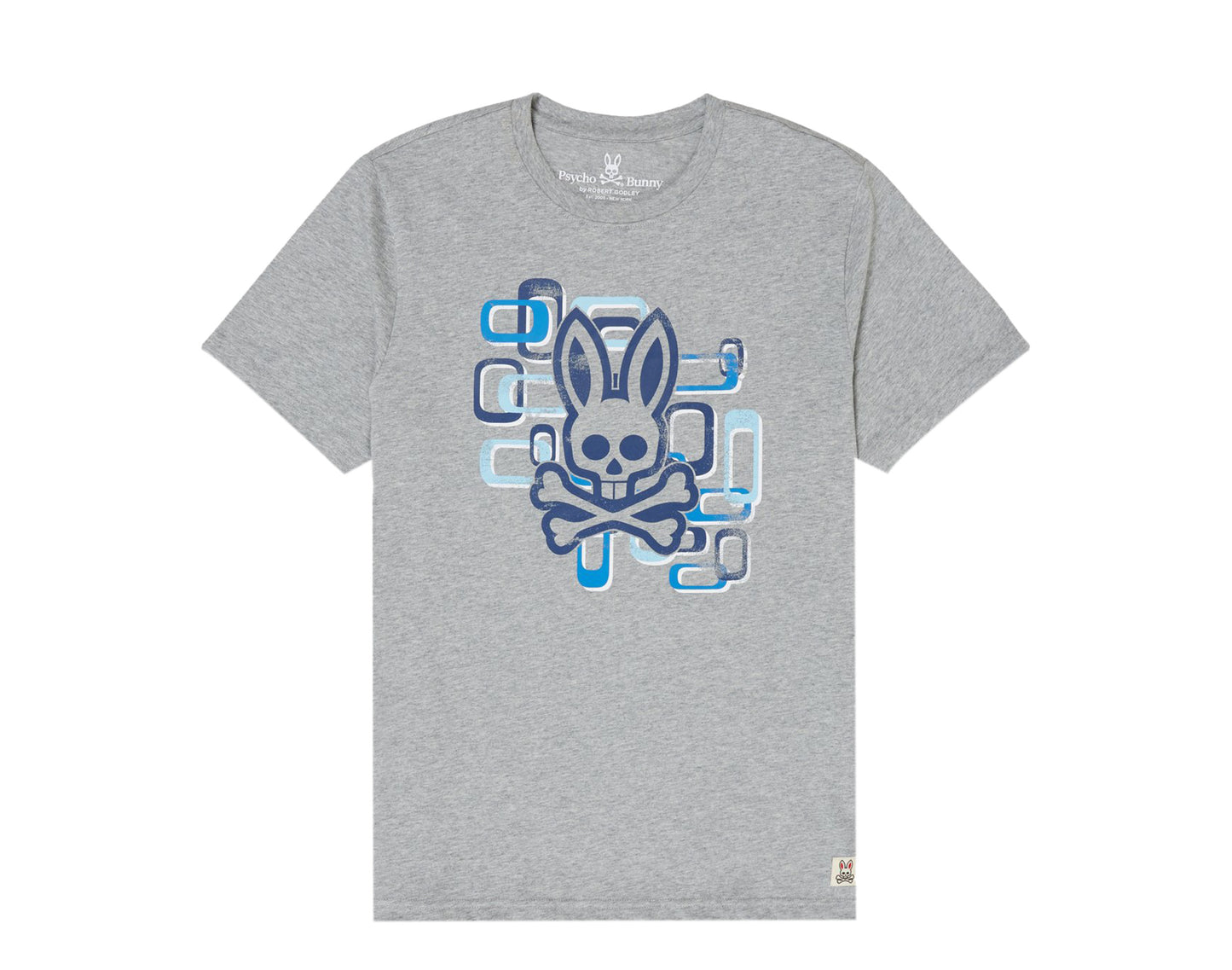 Psycho Bunny Dorset Graphic Heather Grey Men's Tee Shirt B6U646H1PC-HGY