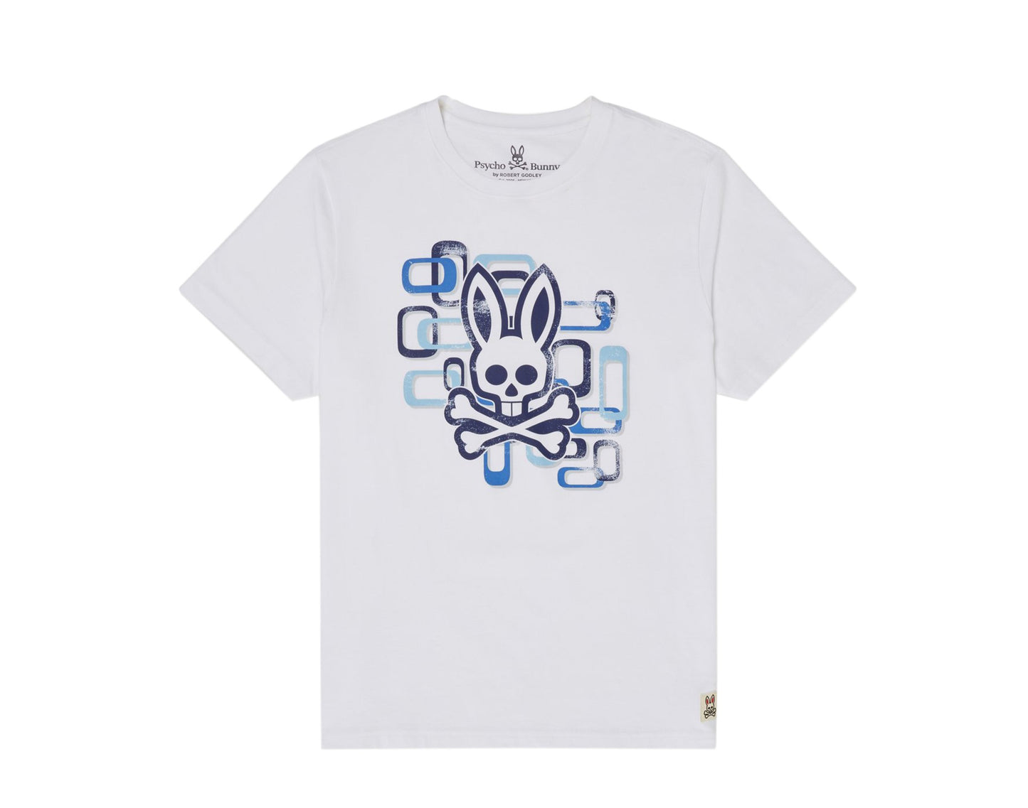 Psycho Bunny Dorset Graphic New White Men's Tee Shirt B6U646H1PC-WHT