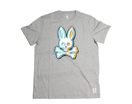 Psycho Bunny Graphic Heather Grey/Milti Men's Tee Shirt B6U825G1PC-HGY