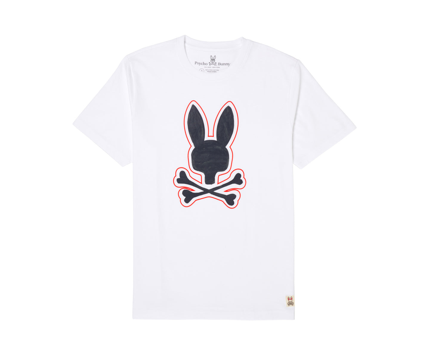 Psycho Bunny Kendal Graphic White/Navy Men's Tee Shirt B6U998L1PC-WHT