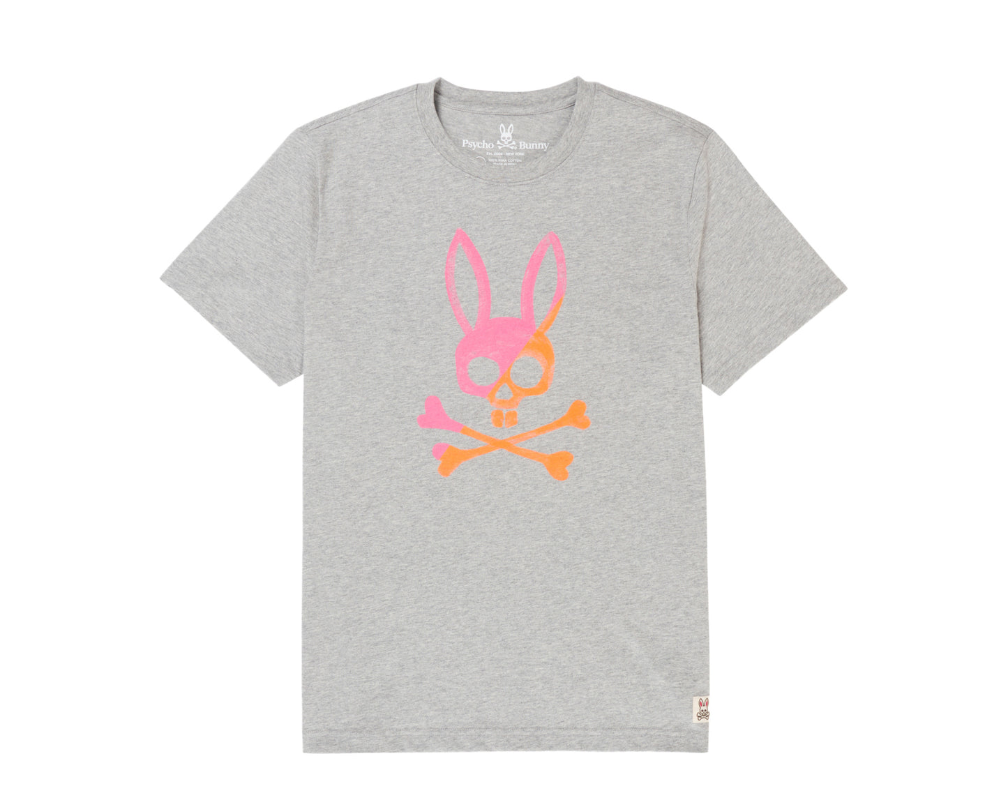 Psycho Bunny Andover Graphic Heather Grey/Pink Men's Tee Shirt B6U999L1PC-HGY
