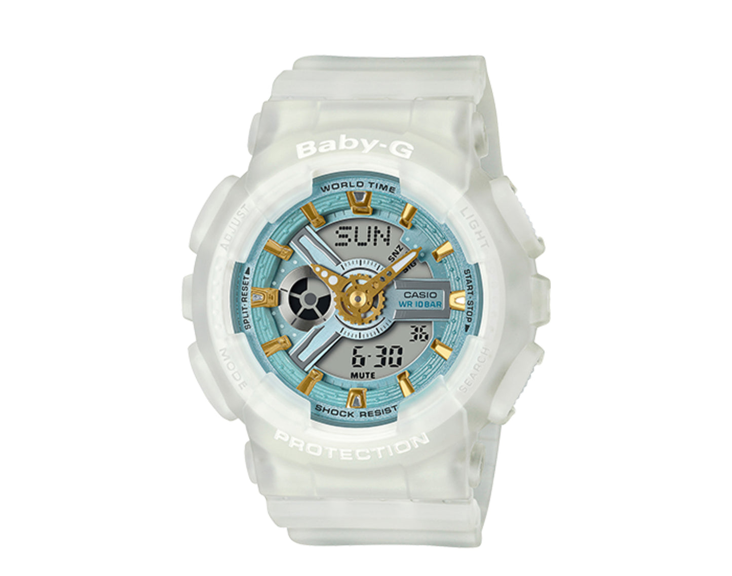 Casio G-Shock Baby-G BA110 Sea Glass Analog-Digital Resin White Watch BA110SC-7A