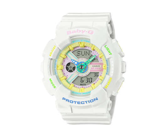 Casio G-Shock Baby-G BA110 Decora Analog-Digital Resin White Watch BA110TM-1A