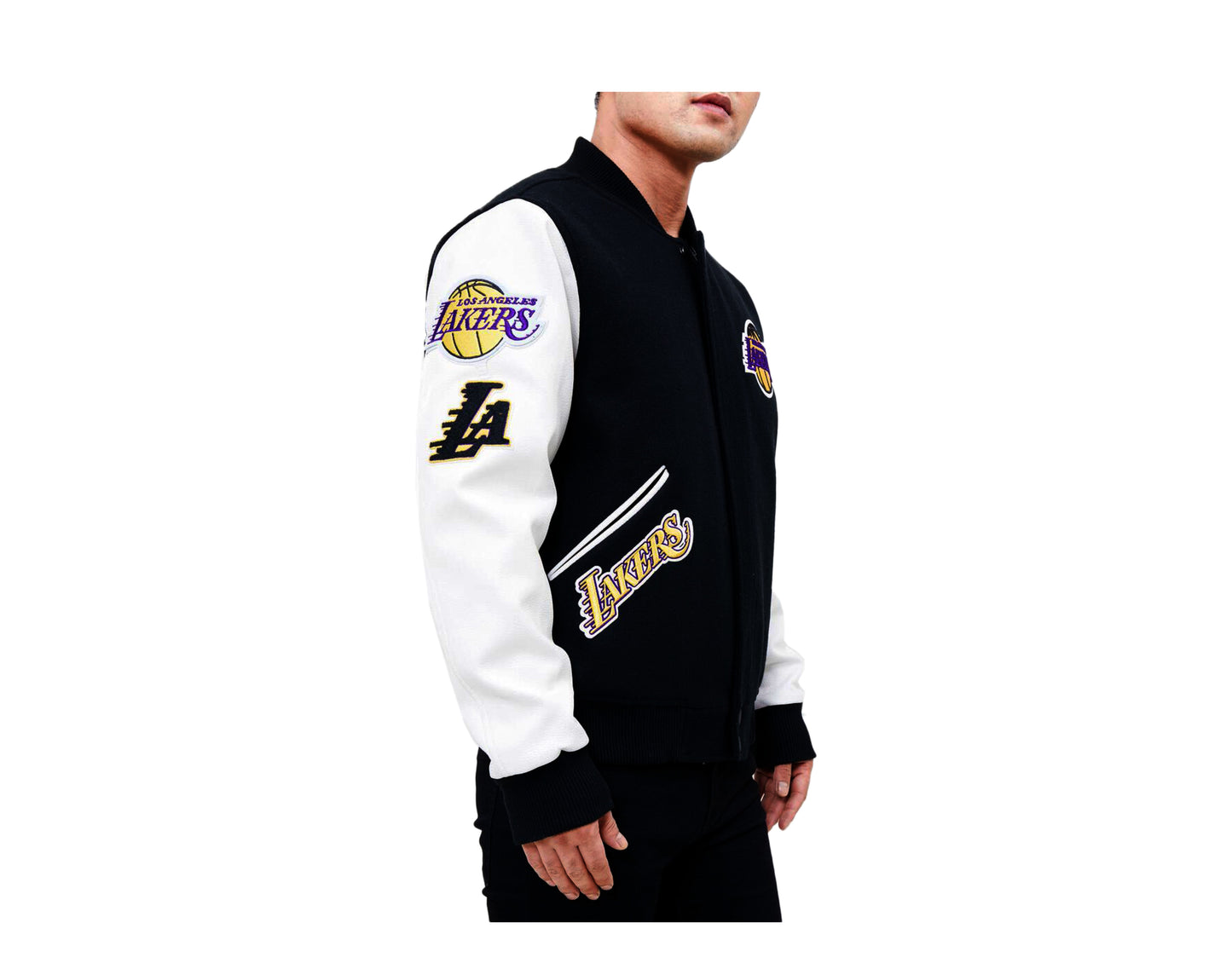 Pro Standard NBA Los Angeles Lakers Logo Black/White Varsity Jacket BLL651677-BLKWHT