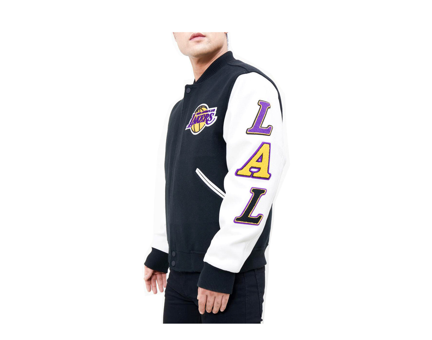Pro Standard NBA Los Angeles Lakers Logo Black/White Varsity Jacket BLL651677-BLKWHT