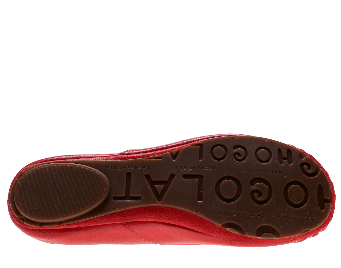 Chocolat Blu Cam2 Pleated Moccasin Flat Red Leather Women's Shoes