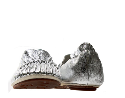 Chocolat Blu Cam2 Pleated Moccasin Flat Silver Women's Shoes