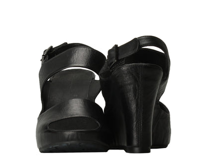 Chocolat Blu Cortez Wedge Black Women's Sandals Cortez-BLACKLEATHER