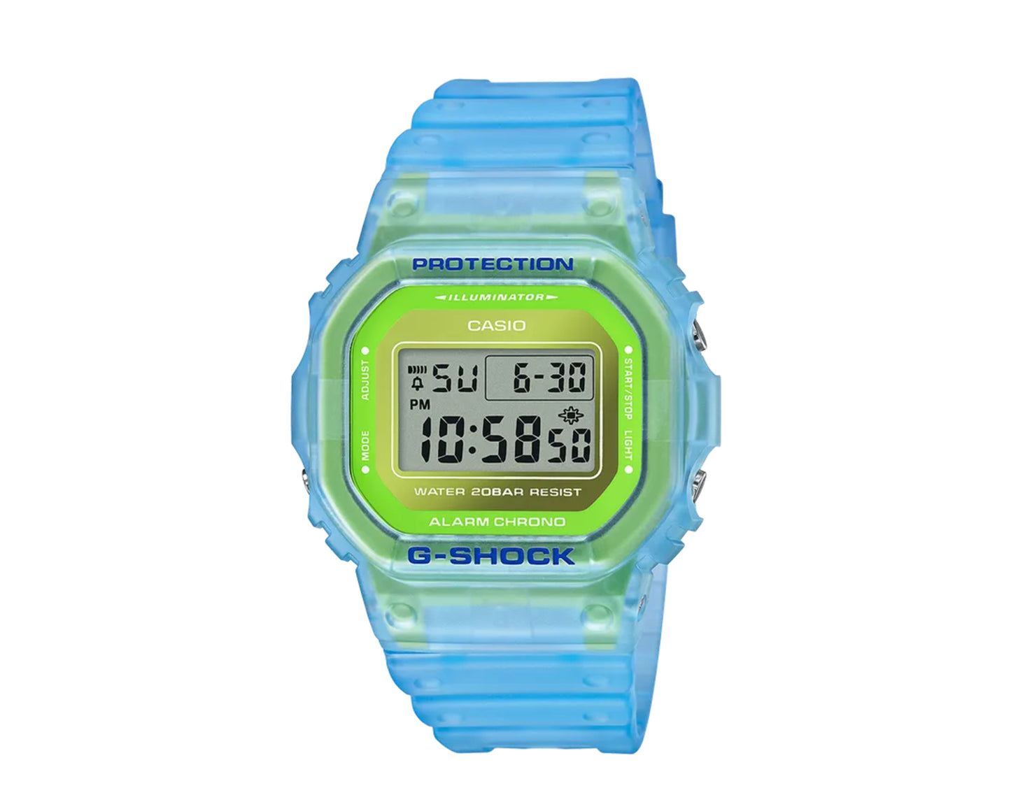 Casio G-Shock DW5600 Semi-Transparent Digital Resin Blue/Lime Watch DW5600LS-2