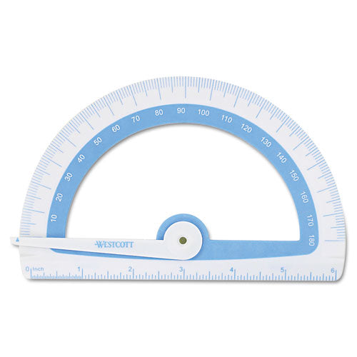 Westcott Soft Touch School Protractor With Microban Protection, Plastic, 6" Ruler Edge, Assorted Colors 14376