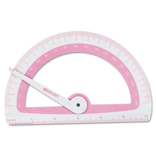 Westcott Soft Touch School Protractor With Microban Protection, Plastic, 6" Ruler Edge, Assorted Colors 14376