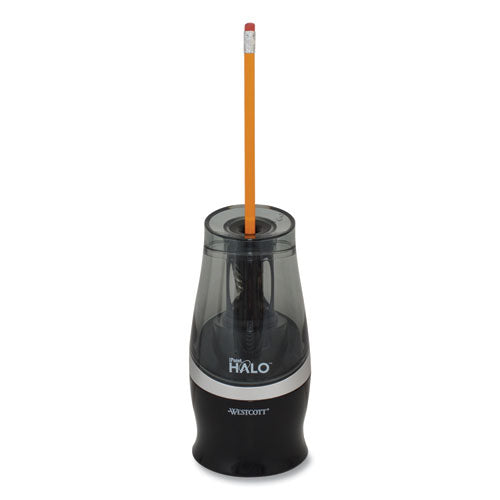 Westcott Halo Colored Pencil Non-Stick Electric Sharpener, AC-Powered, 3.5 x 6.75, Black-Silver 16894
