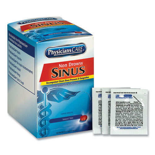 PhysiciansCare Sinus Decongestant Congestion Medication, 10mg, One Tablet-Pack, 50 Packs-Box 90087-004