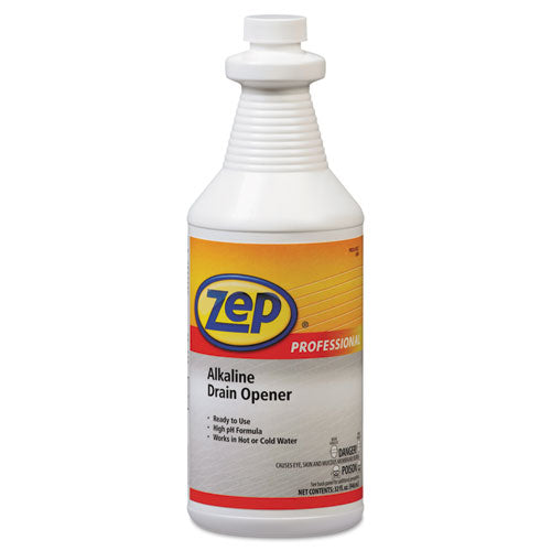 Zep Professional Alkaline Drain Opener Quart Bottle, 12-Carton 1041423