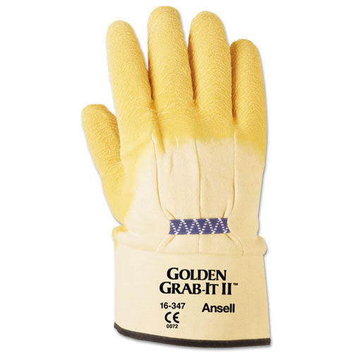 AnsellPro Golden Grab-It II Heavy-Duty Work Gloves, Size 10, Latex-Jersey, Yellow, 12 PR 216584